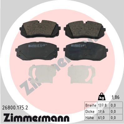 ZIMMERMANN Fékbetét, mind 26800.175.2_ZIM