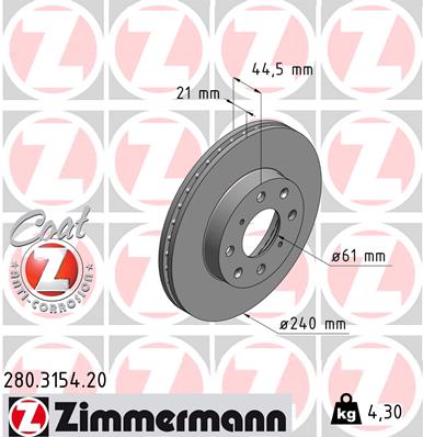 ZIMMERMANN Első féktárcsa 280.3154.20_ZIM