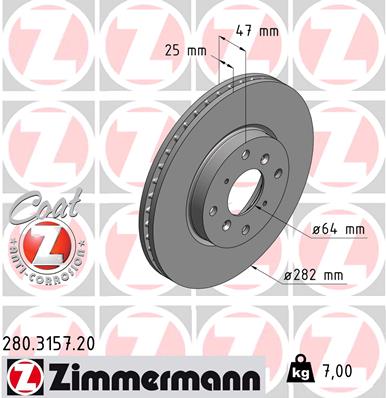 ZIMMERMANN Első féktárcsa 280.3157.20_ZIM