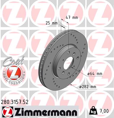 ZIMMERMANN Első féktárcsa 280.3157.52_ZIM