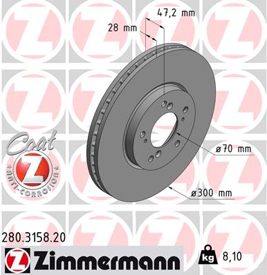 ZIMMERMANN Első féktárcsa 280.3158.20_ZIM