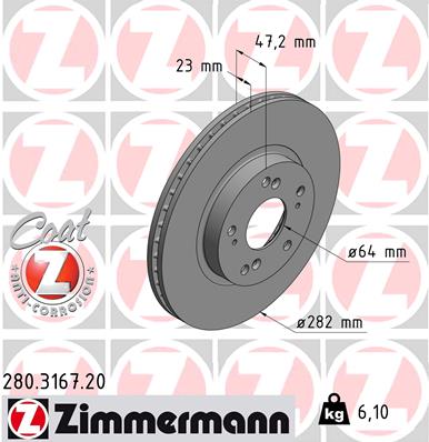 ZIMMERMANN Első féktárcsa 280.3167.20_ZIM