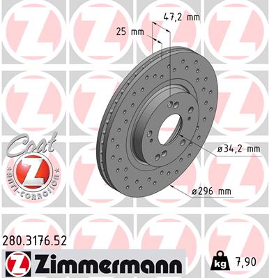 ZIMMERMANN Első féktárcsa 280.3176.52_ZIM