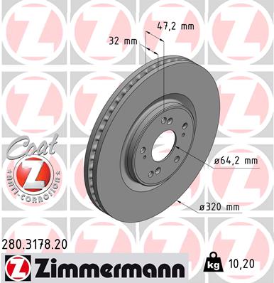 ZIMMERMANN Első féktárcsa 280.3178.20_ZIM