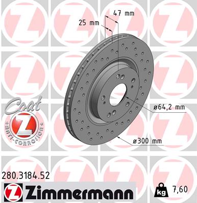 ZIMMERMANN Féktárcsa, mind 280.3184.52_ZIM