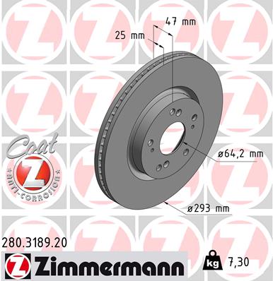 ZIMMERMANN Első féktárcsa 280.3189.20_ZIM