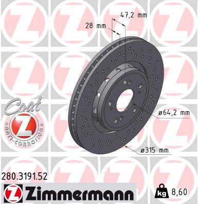 ZIMMERMANN Féktárcsa, mind 280.3191.52_ZIM