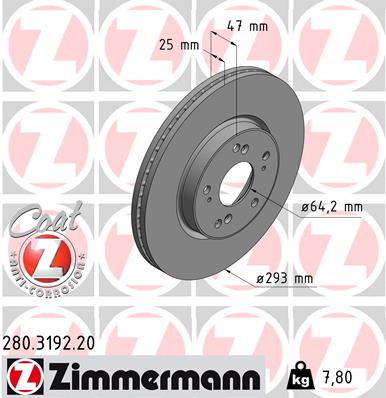 ZIMMERMANN Féktárcsa, mind 280.3192.20_ZIM