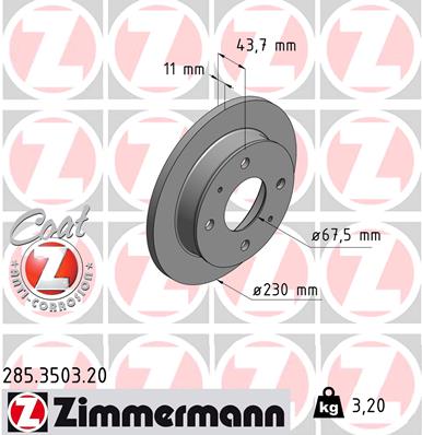 ZIMMERMANN Első féktárcsa 285.3503.20_ZIM