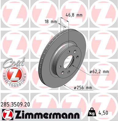 ZIMMERMANN Első féktárcsa 285.3509.20_ZIM