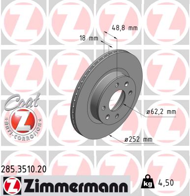 ZIMMERMANN Első féktárcsa 285.3510.20_ZIM