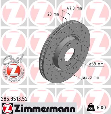 ZIMMERMANN Első féktárcsa 285.3513.52_ZIM