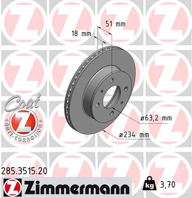 ZIMMERMANN Első féktárcsa 285.3515.20_ZIM