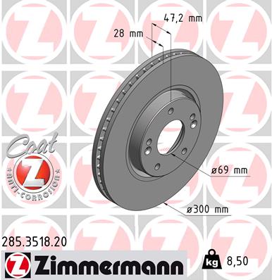 ZIMMERMANN Első féktárcsa 285.3518.20_ZIM