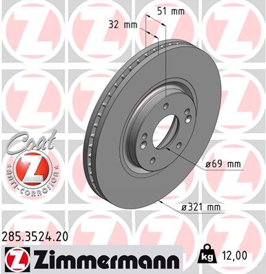 ZIMMERMANN Első féktárcsa 285.3524.20_ZIM