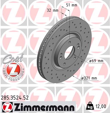 ZIMMERMANN Első féktárcsa 285.3524.52_ZIM