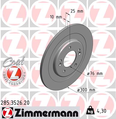 ZIMMERMANN Hátsó féktárcsa 285.3526.20_ZIM