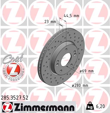 ZIMMERMANN Első féktárcsa 285.3527.52_ZIM