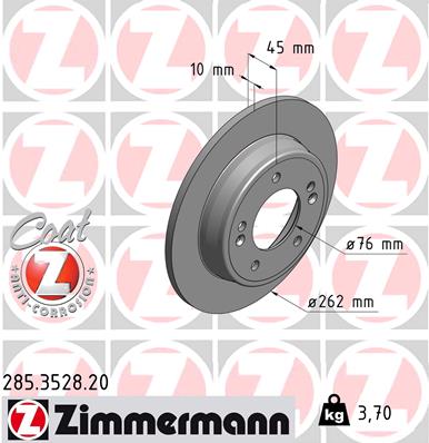 ZIMMERMANN Hátsó féktárcsa 285.3528.20_ZIM