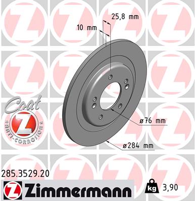 ZIMMERMANN Hátsó féktárcsa 285.3529.20_ZIM