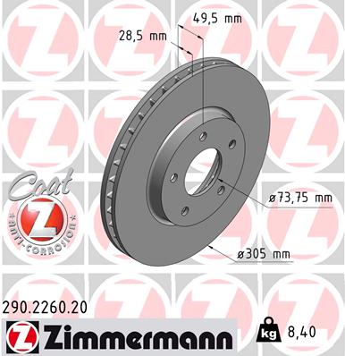 ZIMMERMANN Első féktárcsa 290.2260.20_ZIM