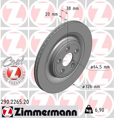 ZIMMERMANN Hátsó féktárcsa 290.2265.20_ZIM