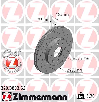 ZIMMERMANN Első féktárcsa 320.3803.52_ZIM