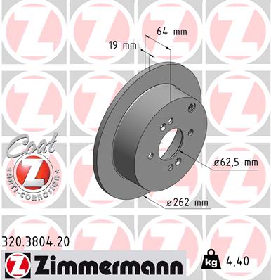 ZIMMERMANN Hátsó féktárcsa 320.3804.20_ZIM