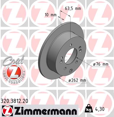 ZIMMERMANN Hátsó féktárcsa 320.3812.20_ZIM