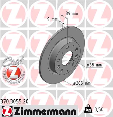 ZIMMERMANN Hátsó féktárcsa 370.3055.20_ZIM