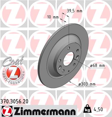 ZIMMERMANN Hátsó féktárcsa 370.3056.20_ZIM