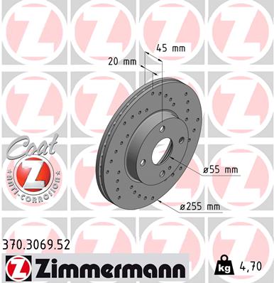 ZIMMERMANN Első féktárcsa 370.3069.52_ZIM