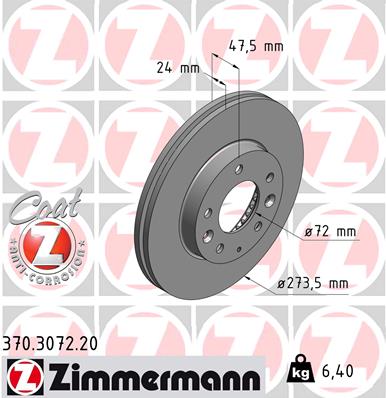 ZIMMERMANN Első féktárcsa 370.3072.20_ZIM