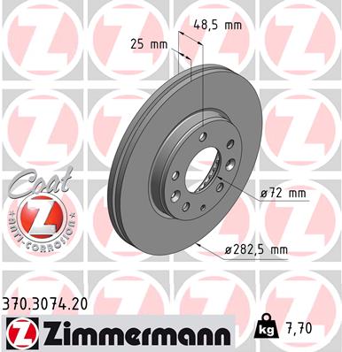 ZIMMERMANN Első féktárcsa 370.3074.20_ZIM