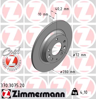 ZIMMERMANN Hátsó féktárcsa 370.3075.20_ZIM