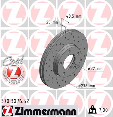 ZIMMERMANN Első féktárcsa 370.3076.52_ZIM