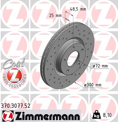 ZIMMERMANN Első féktárcsa 370.3077.52_ZIM