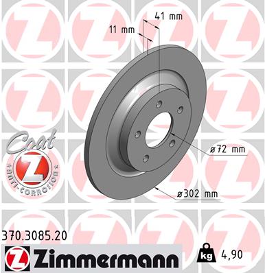 ZIMMERMANN Hátsó féktárcsa 370.3085.20_ZIM