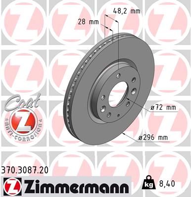 ZIMMERMANN Első féktárcsa 370.3087.20_ZIM