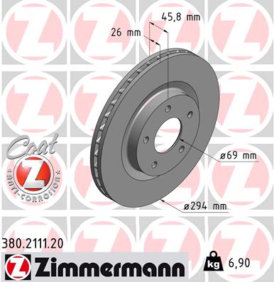 ZIMMERMANN Első féktárcsa 380.2111.20_ZIM