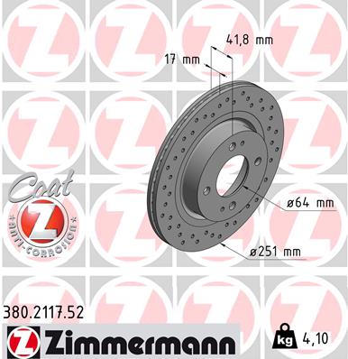 ZIMMERMANN Féktárcsa, mind 380.2117.52_ZIM