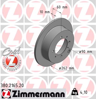 ZIMMERMANN Hátsó féktárcsa 380.2165.20_ZIM