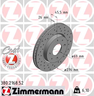 ZIMMERMANN Első féktárcsa 380.2168.52_ZIM