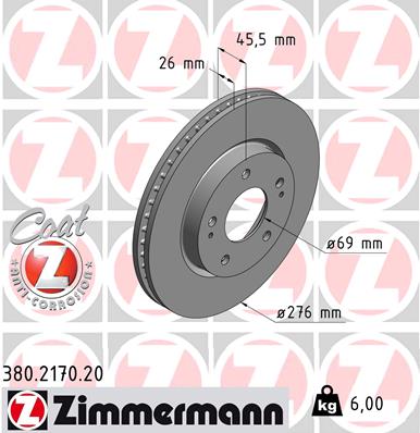 ZIMMERMANN Első féktárcsa 380.2170.20_ZIM