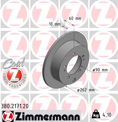 ZIMMERMANN Hátsó féktárcsa 380.2171.20_ZIM