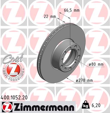 ZIMMERMANN Első féktárcsa 400.1052.20_ZIM