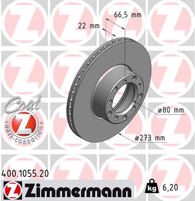 ZIMMERMANN Első féktárcsa 400.1055.20_ZIM