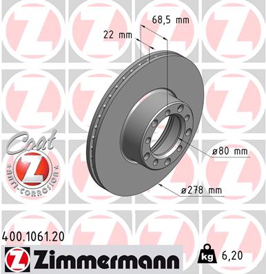 ZIMMERMANN Első féktárcsa 400.1061.20_ZIM