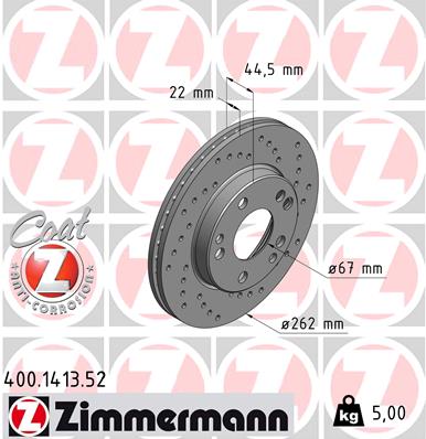 ZIMMERMANN Első féktárcsa 400.1413.52_ZIM