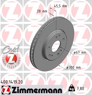 ZIMMERMANN Első féktárcsa 400.1419.20_ZIM